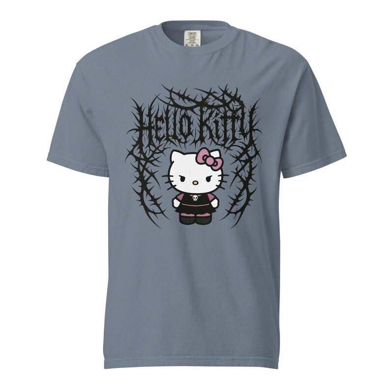 Heavyweight Garment Dyed T-shirt - Hello Kitty Deathcore Style Streetwear