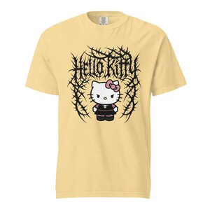 Heavyweight Garment Dyed T-shirt - Hello Kitty Deathcore Style Streetwear
