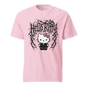 Heavyweight Garment Dyed T-shirt - Hello Kitty Deathcore Style Streetwear