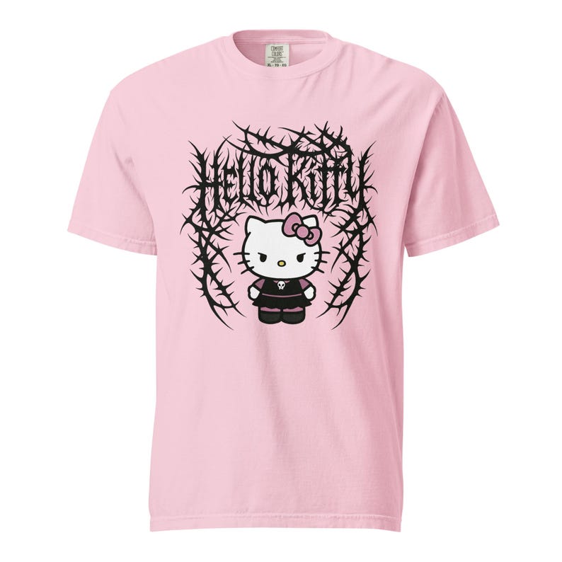 Heavyweight Garment Dyed T-shirt - Hello Kitty Deathcore Style Streetwear