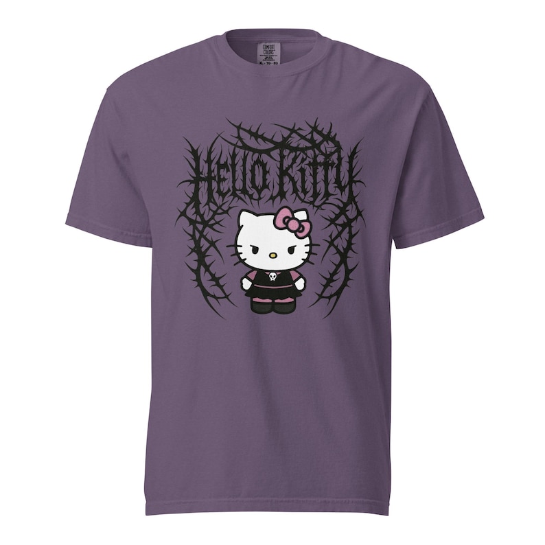 Heavyweight Garment Dyed T-shirt - Hello Kitty Deathcore Style Streetwear