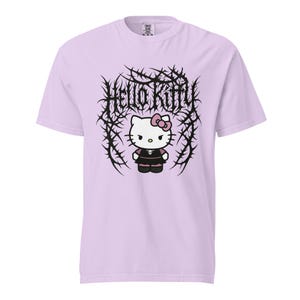 Heavyweight Garment Dyed T-shirt - Hello Kitty Deathcore Style Streetwear