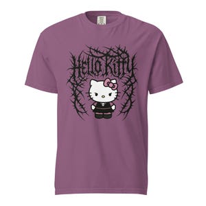 Heavyweight Garment Dyed T-shirt - Hello Kitty Deathcore Style Streetwear