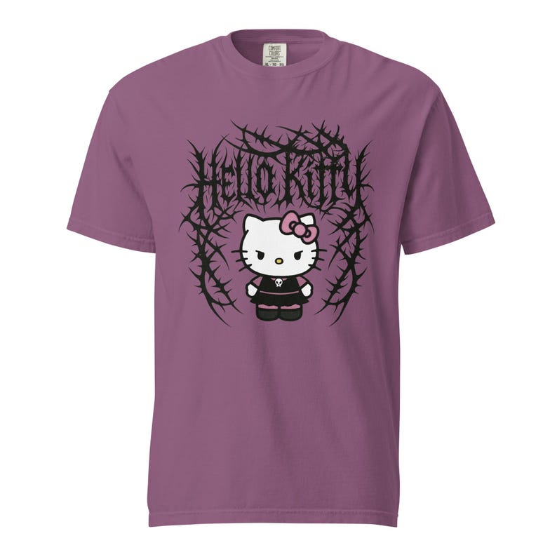Heavyweight Garment Dyed T-shirt - Hello Kitty Deathcore Style Streetwear