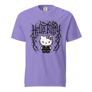 Heavyweight Garment Dyed T-shirt - Hello Kitty Deathcore Style Streetwear