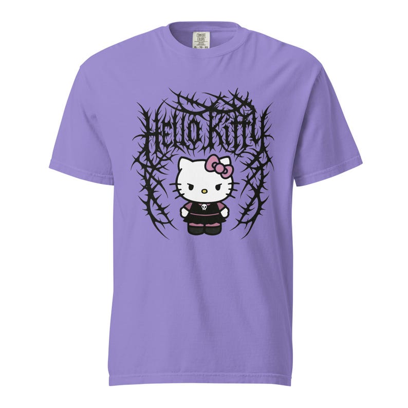 Heavyweight Garment Dyed T-shirt - Hello Kitty Deathcore Style Streetwear