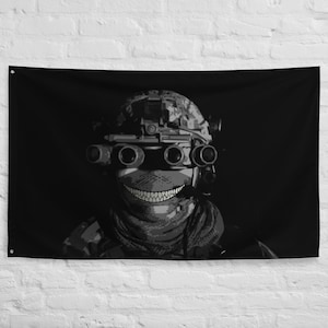 Tactical, Dark Art, Wall Art, Night Vision, Tapestry Flag, Gift for Him, Active Duty, Veterans, Navy Seals, Marines, Special Forces, Decor