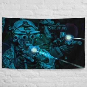 Tactical, Dark Art, Wall Art, Night Vision, Tapestry Flag, Gift for Him, Active Duty, Veterans, Navy Seals, Marines, Special Forces, Decor