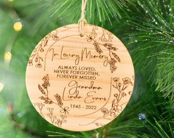 Personalized Memorial Christmas Ornament, Custom In Loving Memory wooden Christmas Ornament, Lost But Never Forgotten Ornament, Memorial