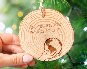 Personalized Gift for boyfriend, First Christmas Together, You are my world, Personalized First Christmas, Wood decoration, Decor Home Gift