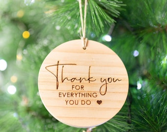 Thank you Christmas Ornament Gift, Personalized Thank you gift, Wood Ornament, Personalized Gift for Christmas decoration, Gift for family
