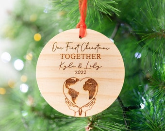 First Christmas Together Ornament, Gifr for boyfriend, home decoration Ornament, New Couple Gift, World tree ornament, You are my World Gift