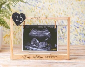 Engraved Baby Frame, Baby Countdown Frame with photo Ultrasound Baby Shower Gift, Mom To Be Gift, Pregnancy Announcement, New Parents Gift