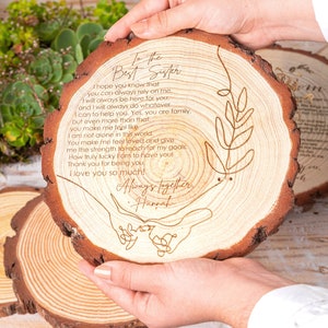 Wood Gifts, Wedding gift for Couple, Birthday Gifts Custom Engraved Wood Slice, Dried Flowers Personalized Gifts for Friends Laser Engraving D - Friends Promise