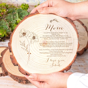 Wood Gifts, Wedding gift for Couple, Birthday Gifts Custom Engraved Wood Slice, Dried Flowers Personalized Gifts for Friends Laser Engraving image 6