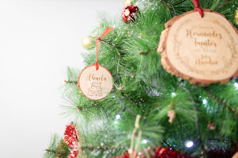 Personalized Memorial Christmas Ornament, Custom In Loving Memory wooden Christmas Ornament, Lost But Never Forgotten Ornament, Memorial image 9