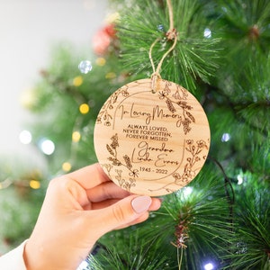 Personalized Memorial Christmas Ornament, Custom In Loving Memory wooden Christmas Ornament, Lost But Never Forgotten Ornament, Memorial image 4