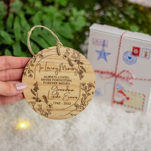 Personalized Memorial Christmas Ornament, Custom In Loving Memory wooden Christmas Ornament, Lost But Never Forgotten Ornament, Memorial image 3