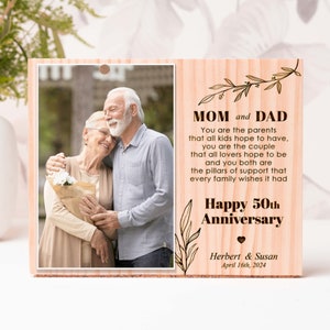Anniversary Frame for Parents, 50th Anniversary Gift, Custom Engraved Photo Frame, Minimalist Frame Gift for Parents Golden Anniversary Gift