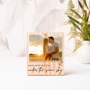 Personalized Long Distance Photo Frame: Engraved Wood Gift