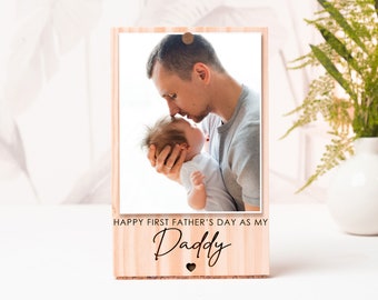 Happy First Fathers Day For My Daddy, Custom Engraved Photo Frame, Fathers Day from daughter, Minimalist Dad Frame, Gifts for Him