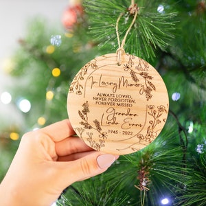 Personalized Memorial Christmas Ornament, Custom In Loving Memory wooden Christmas Ornament, Lost But Never Forgotten Ornament, Memorial image 2