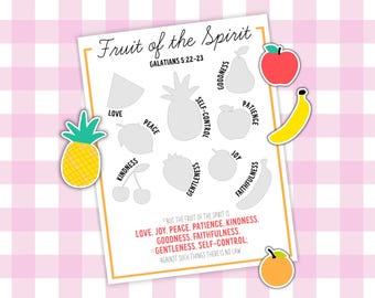 Frucht des Geistes druckbares Arbeitsblatt, Hausschule zum Ausdrucken, Bibelstunde, Galater, Vorschulaktivität, Sonntagsschule