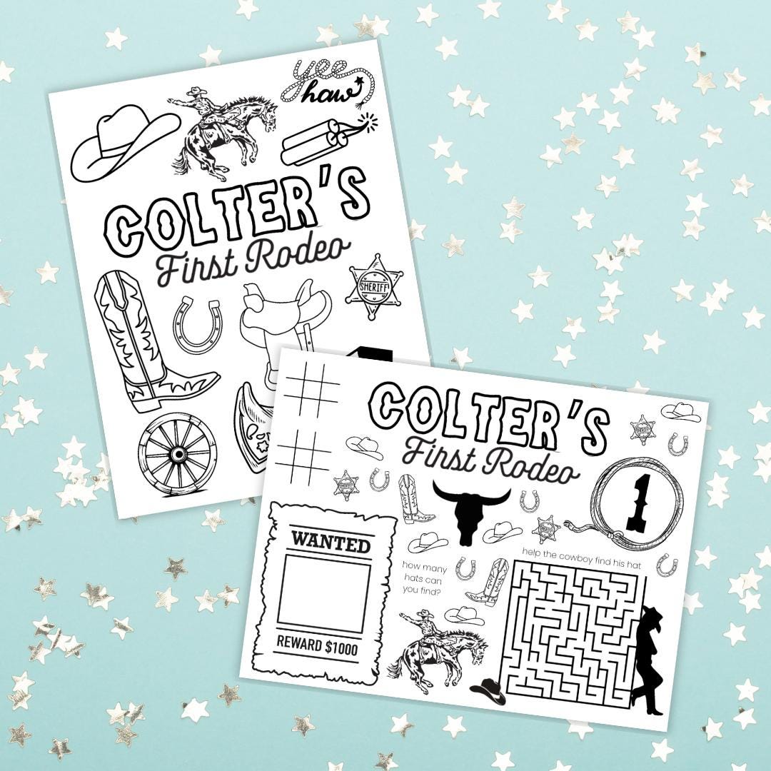 Color By Numbers Rodeo DIGITAL First Rodeo Birthday Coloring Pages for Boys | Birthday Party ...