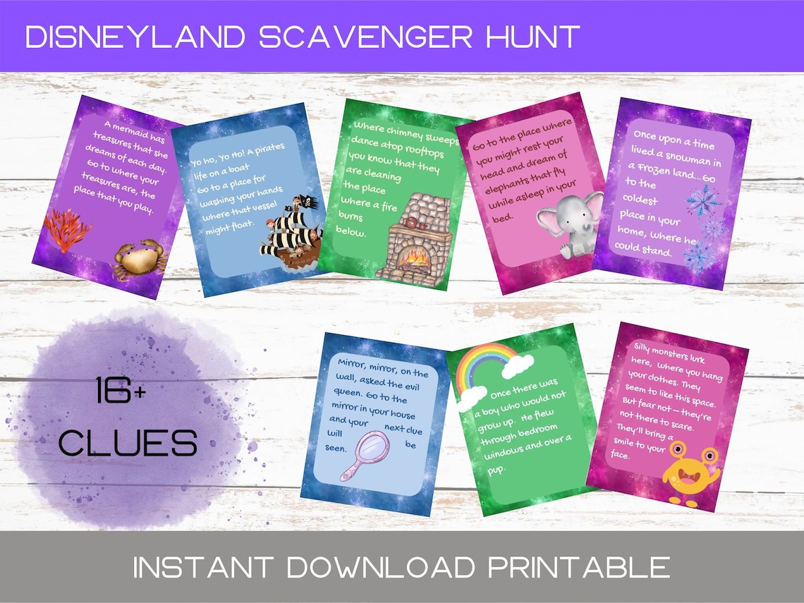 Disneyland Scavenger Hunt, Disney Trip Reveal, Disney Treasure Hunt - Etsy