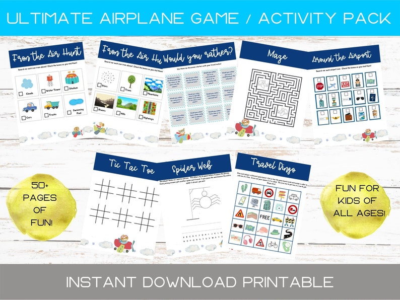 Airplane Travel Games and Activity Pack for Kids and Families Etsy