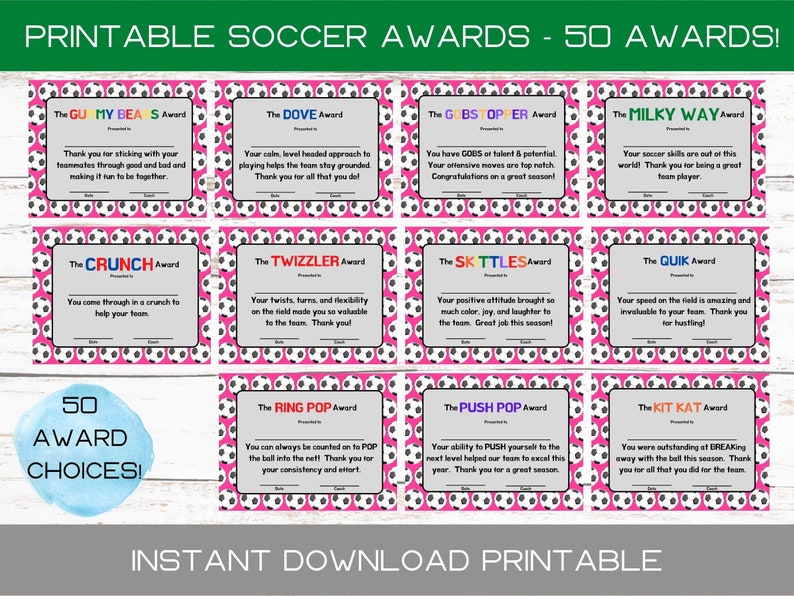Soccer Team Candy Bar Award Certificates Sports Players Etsy