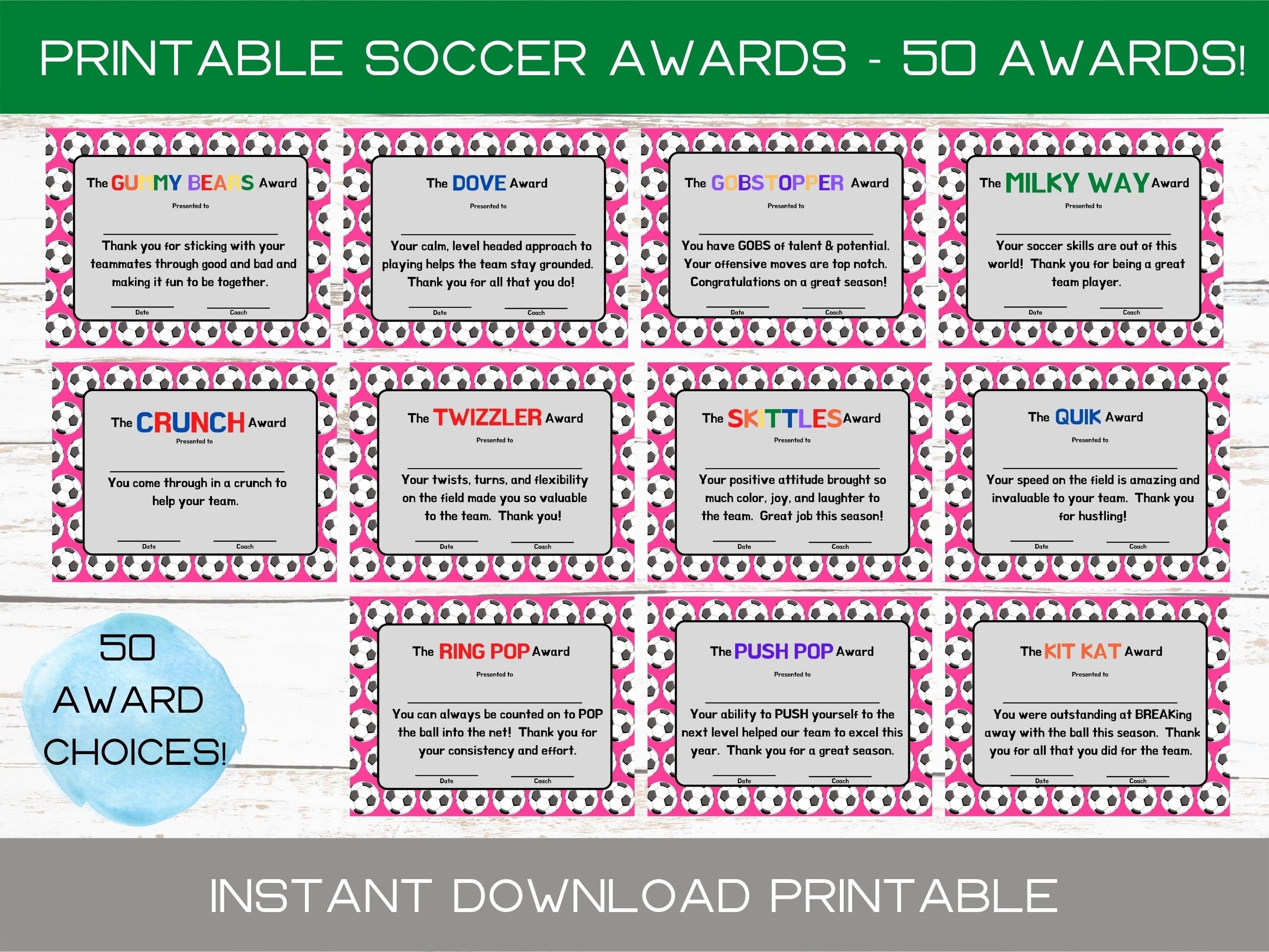 Soccer Team Candy Bar Award Certificates Sports Players Etsy Australia