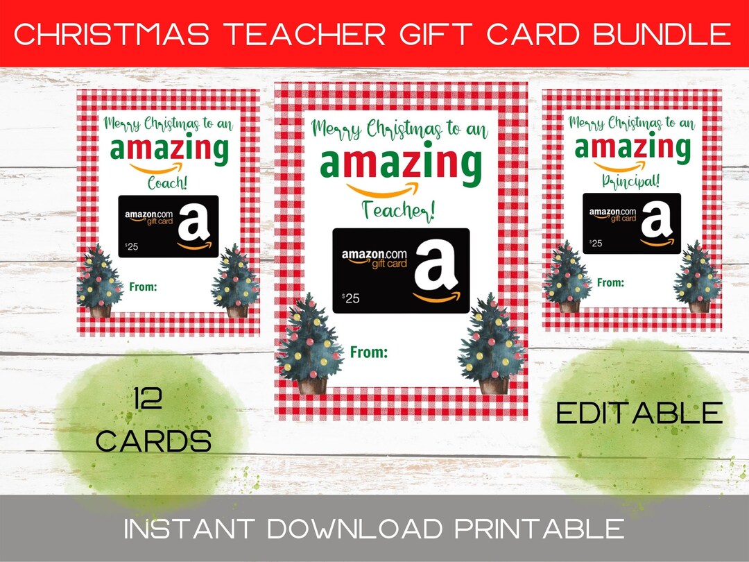Teacher Amazon Christmas Gift Card Holder Printable Etsy Australia