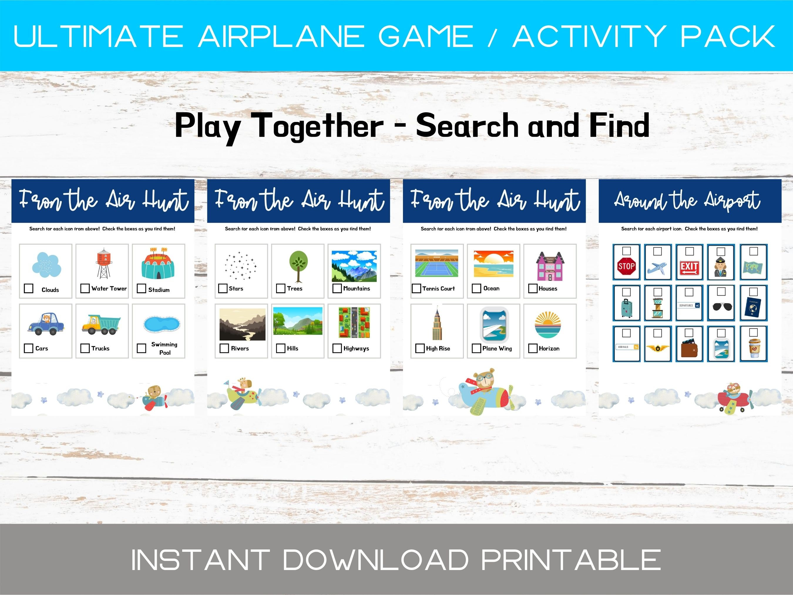 Airplane Travel Games and Activity Pack for Kids and Families Etsy
