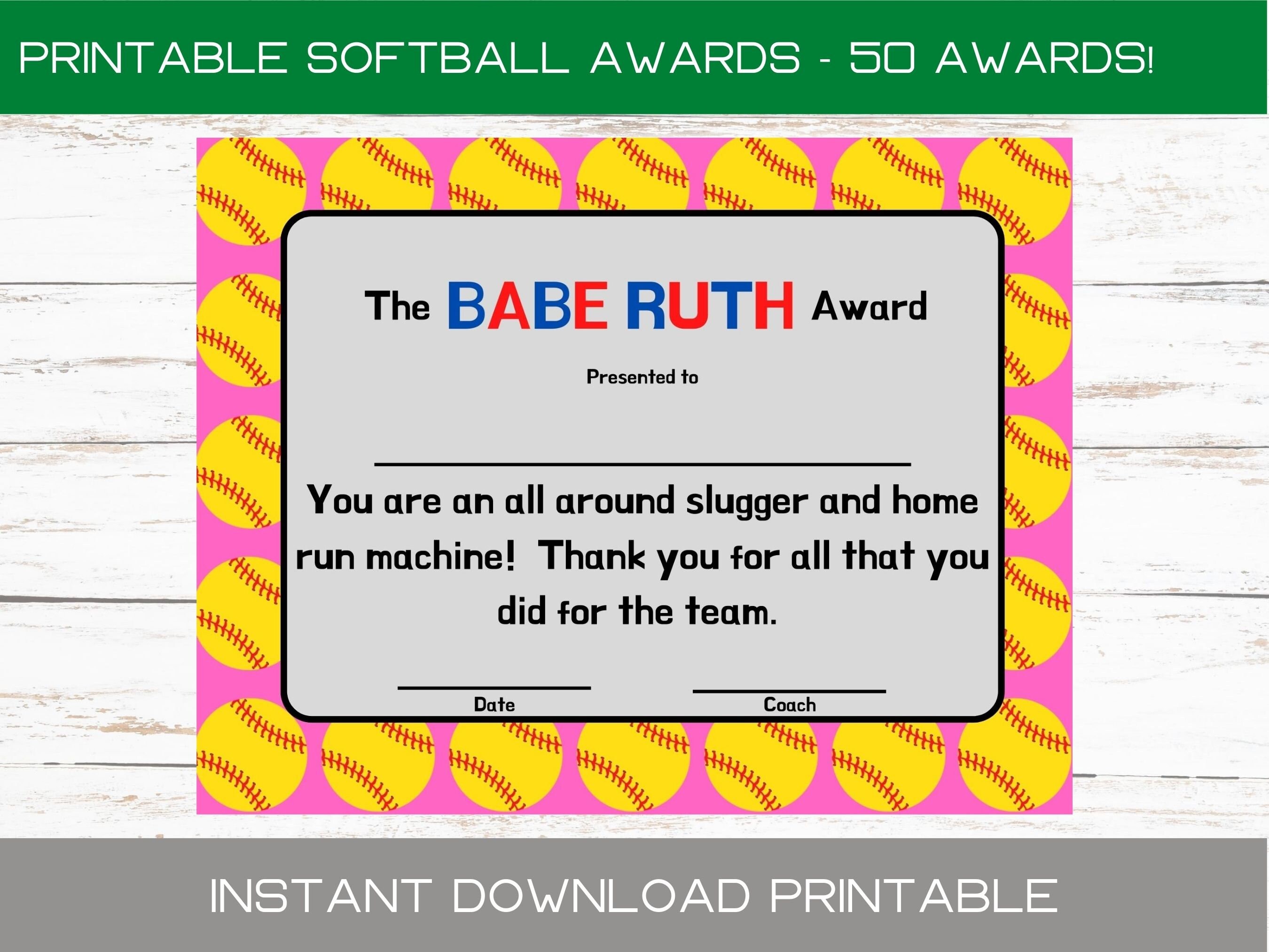 Softball Team Candy Bar Award Certificates Softball Candy Bar Awards Printable Candy Bar Award