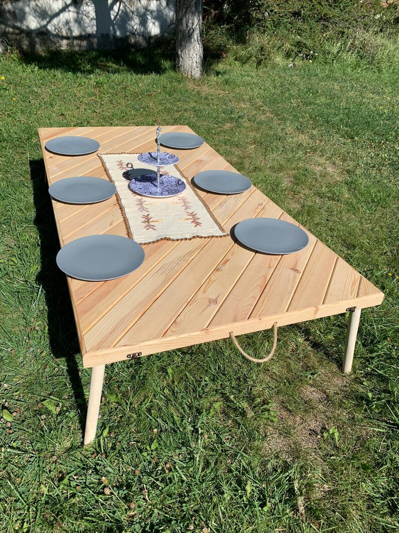 22x44 inc, picnic table, boho table, car picnic table, folding table,handmade furniture,low seat table, table, wood table, boho picnic table image 10