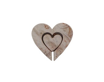 Jerusalem Stone Heart in Heart Separation Gift