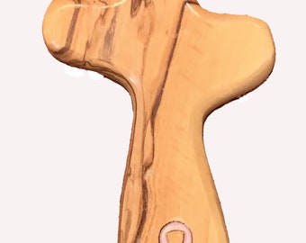 Breast Cancer Holding Cross | Wood Comfort Cross | Handheld Pocket Cross | Encouragement Cross | Holy Land Prayer Cross | Jerusalem Cross