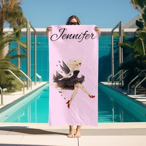 Personalized Fairy Beach Towel, Customized Pixie Beach Towel, Custom Beach Towel For Women, Birthday Vacation Gift, Kids Custom Beach Towel