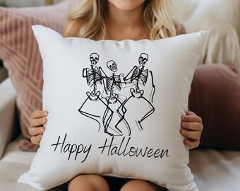 Dancing Skeleton Pillow, Skeleton Halloween Pillow, Happy Halloween Decor, Dancing Skeleton Pillow, Skeleton Decor, Cute Skeleton Pillow