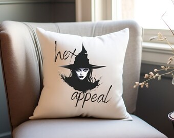 Halloween Witch Spooky Pillow, Hex Appeal Throw Pillow, Cute Witchy Pillow, Cottagecore Fall Pillow, Witches Hat Throw Pillow, Gift For Her