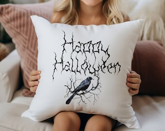 Korpkudde, Korp-prydnadskudde, Glad Halloween-dekor, Halloween-korpkudde Söt höstkudde, Spöklik högtidskudde, Spöklik kudde