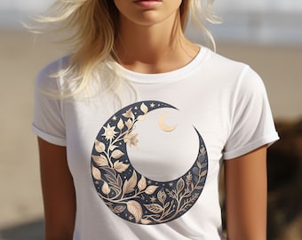 Koszula Mystic Moon, Koszula Mystical Moon Phase, Koszula Spiritual, Koszulka Moon Phase, Koszula Boho Floral Moon, Koszula Celestial Moon, Koszulka Gilded