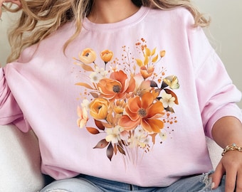 Vintage Pressed Flowers Sweatshirt, Boho Cottagecore Sweater, Pastel Botanical Floral Pullover, Nature Shirt, Wildflowers Crewneck Sweater