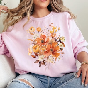Vintage Pressed Flowers Sweatshirt, Boho Cottagecore Sweater, Pastel Botanical Floral Pullover, Nature Shirt, Wildflowers Crewneck Sweater