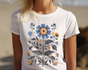 Cottagecore Blumen Shirt, Cottagecore Herbst Blumen Tshirt, botanischer nordischer Natur Pullover, Blumen Liebhaber abstraktes Shirt, Girly T-Shirt