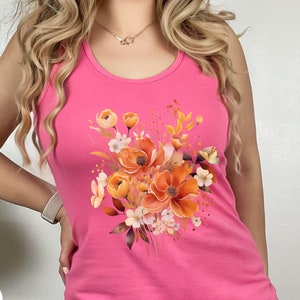 Vintage Pressed Flowers Tank Top, Boho Cottagecore Racerback, Pastel Botanical Floral Pullover, Nature Shirt, Wildflowers Butterfly Tank Top