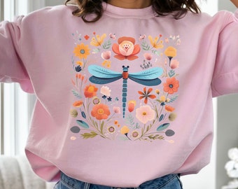 Dragonfly Sweatshirt, Dragonfly Lover Sweatshirt, Cottagecore Dragonfly Sweater, Insect Lover Sweater, Nature Lover Gift, Forestcore Shirt
