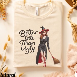 Meisjes Halloween heks shirt, heks op hakken tee, beter laat dan lelijke tshirt, Glam Witchy teeshirt, hoge hakken tee, Witching shirt