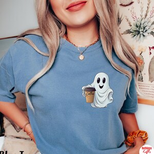 Coffee Ghost Shirt, Comfort Colors Ghost Shirt, Ghost Drinking Coffee, Ghost Tshirt, Ghost T-Shirt, Halloween Coffee Shirt, Halloween Ghost